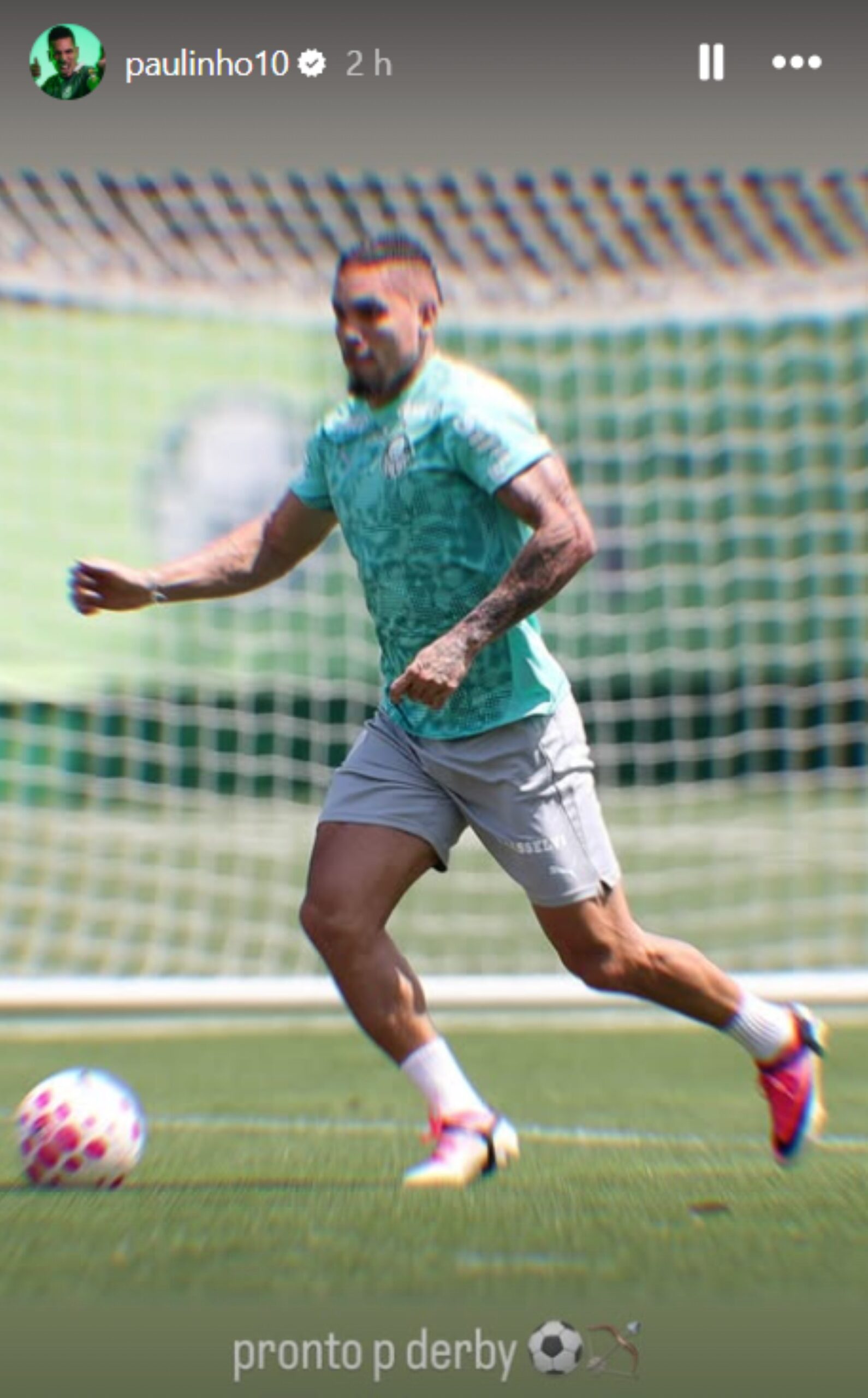 Paulinho, em publicação no Instagram, se diz pronto para o clássico entre Palmeiras e Corinthians.