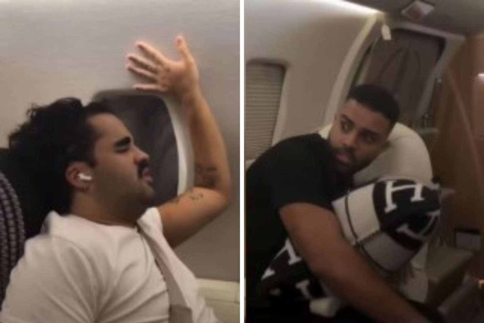 Virginia grava amigos, Lucas e Hebert, com medo de turbul&ecirc;ncia