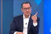 Augusto Cury durante sabatina da TV Globo, em agosto. Na entrevista, a proposta de usar drones em ocorrências de violência contra mulheres repercutiu nas redes sociais e virou alvo de memes