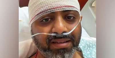 O capitão Smit Machchhar com uma faixa na cabeça no hospital Foto: Narendra Modi / BBC News Brasil