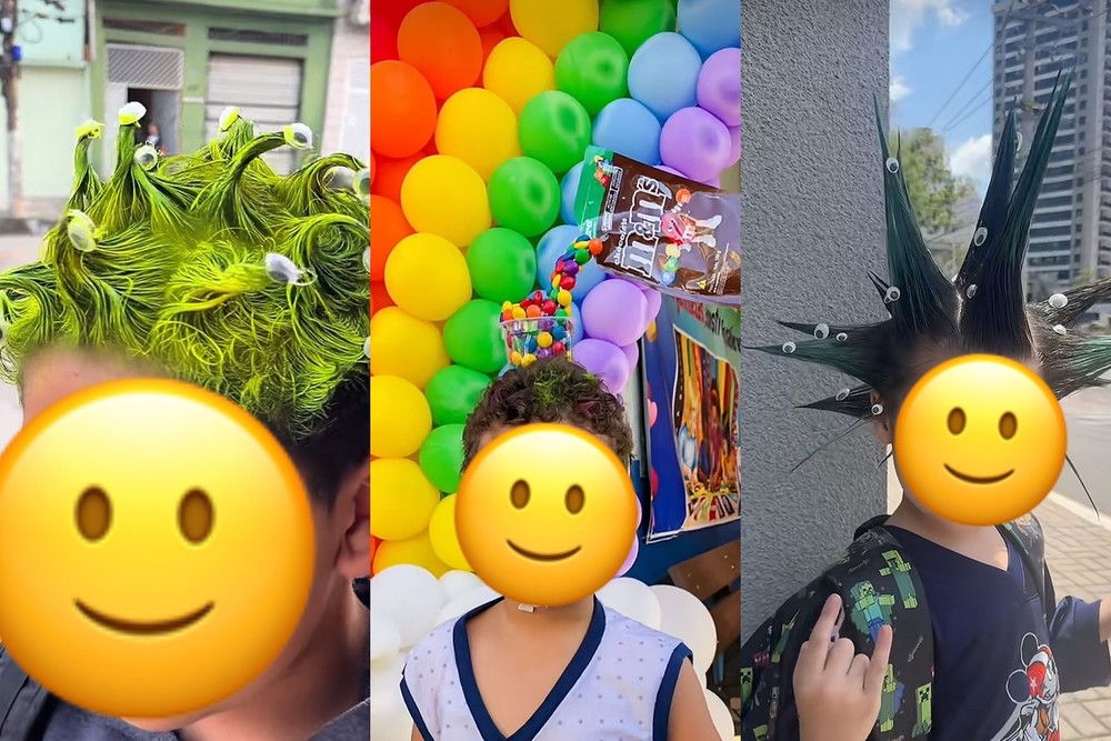 Cabelo maluco transforma o penteado em uma produção criativa e divertida para as crianças â Foto: Reprodução/TikTok