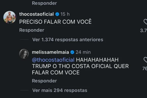 Mel Maia ironiza Thomaz Costa após ator pedir ajuda a Trump